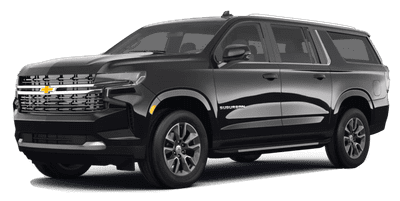 Black modern SUV parked on a white background.