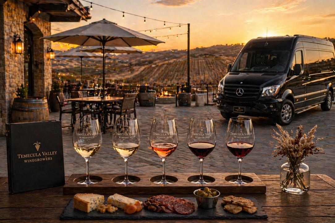 Luxury black sprinter service for private Temecula wine tours from Los Angeles