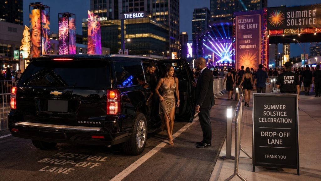 A professional private chauffeur loading luggage into a car