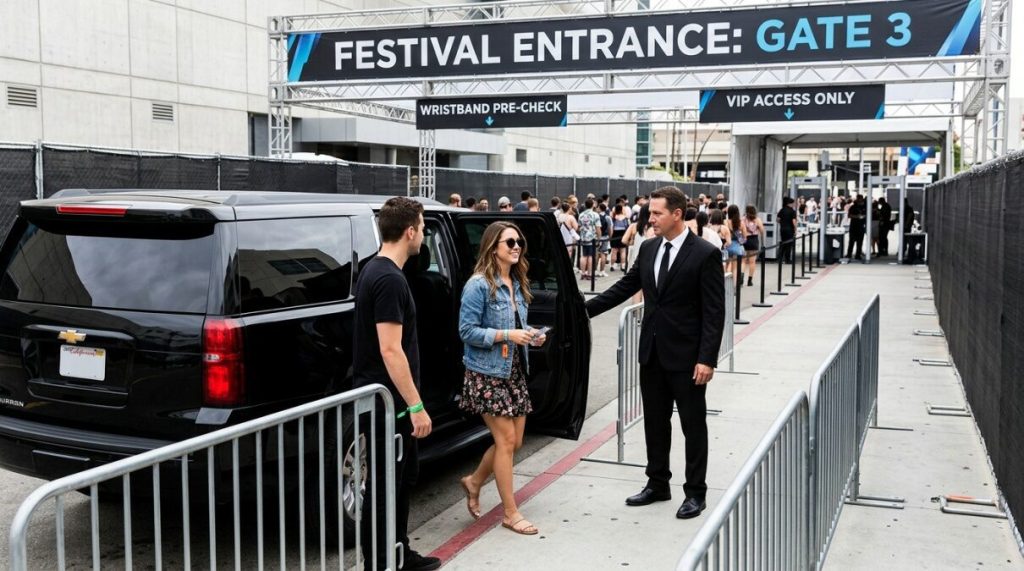 A couple arriving at an event in LA